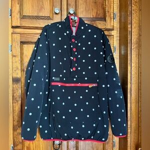 Simply Southern Women's MED Reversible Polka Dot Sherpa Lined Rain Pullover